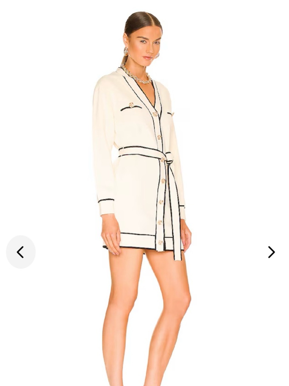 Lovers + Friends Ivory and Black Natalie Belted Dress